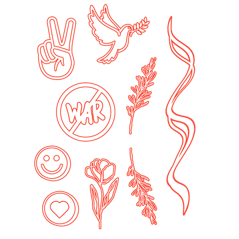 Glow in the Dark Peace & Flowers - Pack.