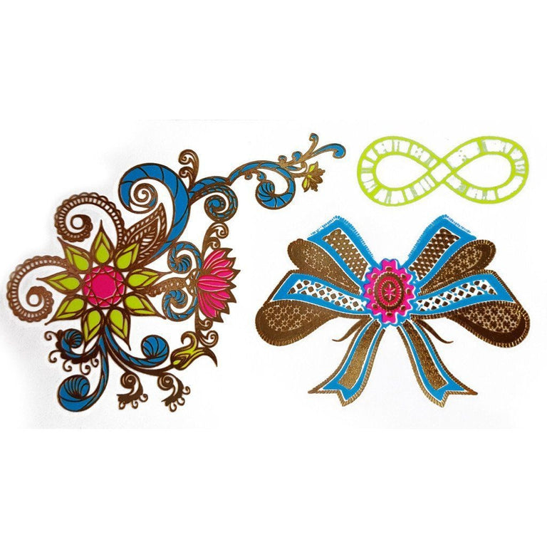 Tatouage éphémère : Ultraviolet Bow & Flower Pack - ArtWear Tattoo - Tatouage temporaire