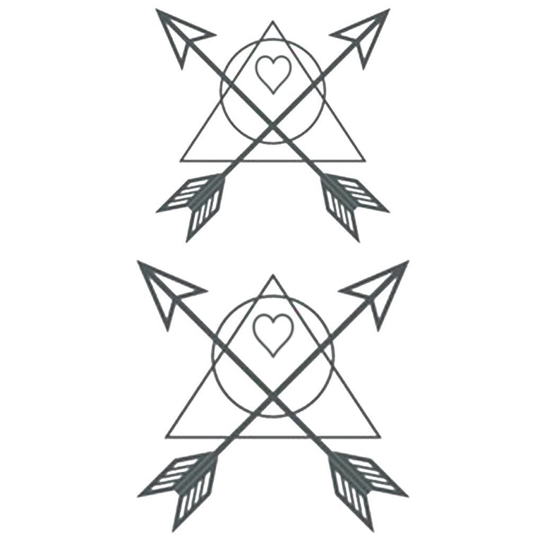 Tatouage éphémère : Minimalist Heart & Arrows  - Pack - ArtWear Tattoo - Tatouage temporaire