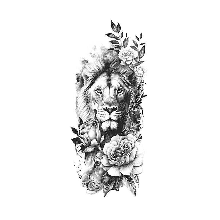 Grey Floral Lion Sleeve