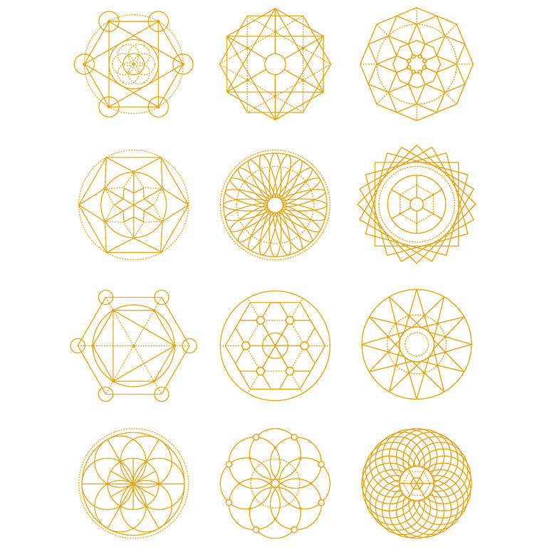 Tatouage éphémère : Golden Sacred Geometry - Pack - ArtWear Tattoo - Tatouage temporaire