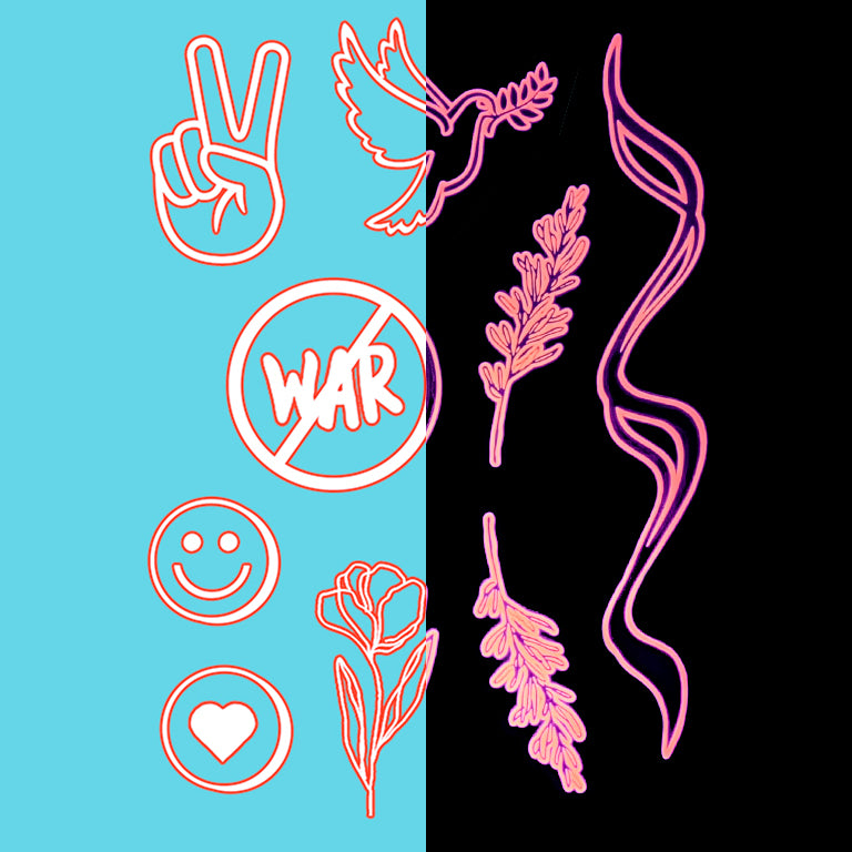 Glow in the Dark Peace & Flowers - Pack.