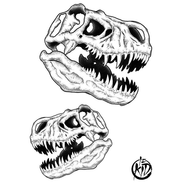 Tatouage éphémère : T-Rex Skull Pack - by Le Kid - ArtWear Tattoo - Tatouage temporaire