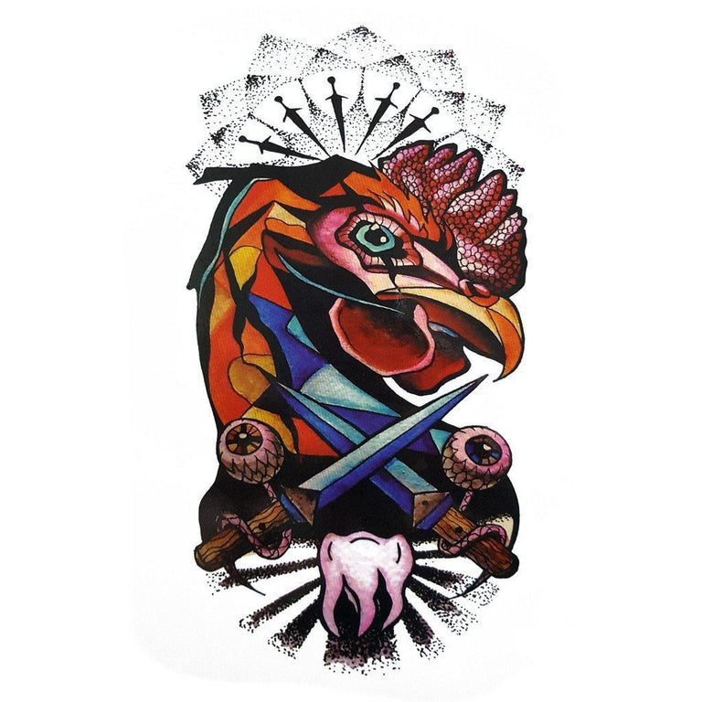rooster art tattoo