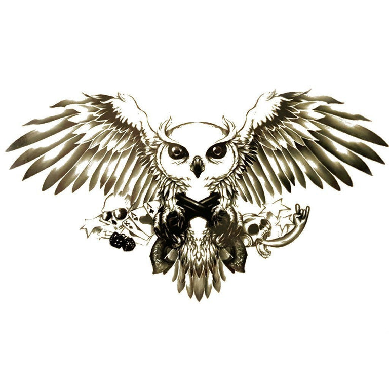 pretty flying owl tattoo