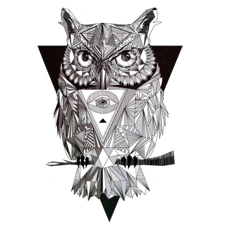Tatouage éphémère : The Cubic Owl - ArtWear Tattoo - Tatouage temporaire
