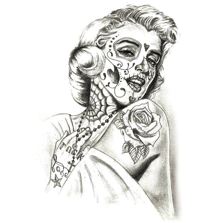 Tatouage éphémère : Marilyn Santa Muerte - ArtWear Tattoo - Tatouage temporaire