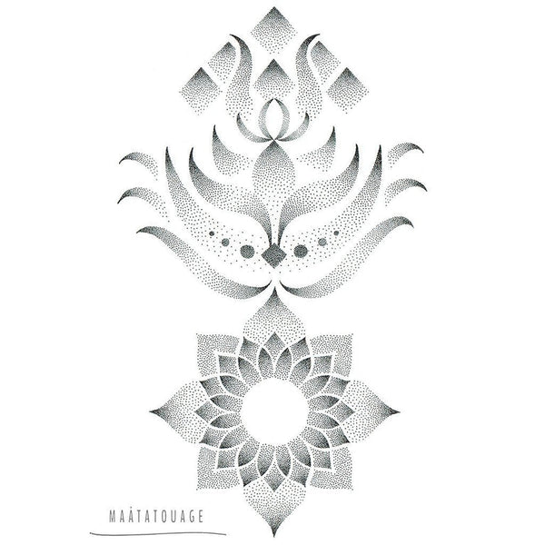 Dotwork Lotus Tricep Tattoo - Best Tattoo Ideas Gallery