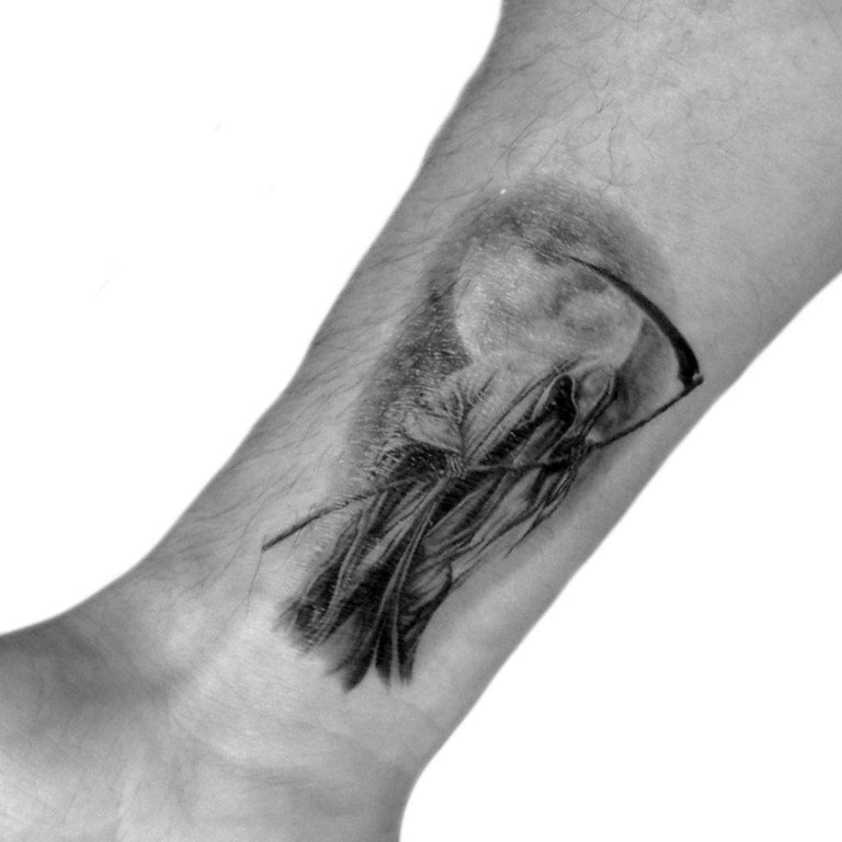 Grim reaper sternum tattoo - Tattoogrid.net