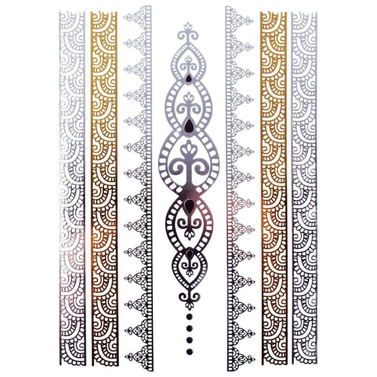 Tatouage éphémère : Metallic Gold Mandala Ribbons - Pack - ArtWear Tattoo - Tatouage temporaire