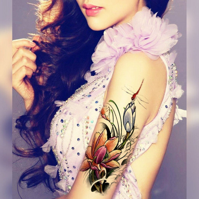 Tatouage éphémère : Lotus & Dragonfly - ArtWear Tattoo - Tatouage temporaire