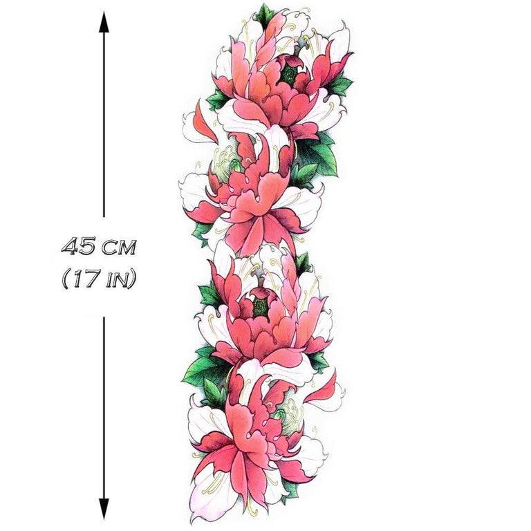 11 Sheets NEZAR Large Vine Peony Flower Rose Full Arm Temporary Tattoos For  Women Realistic Skull Skeleton Fake Temporary Tattoo Sleeves Stickers  Waterproof Leg Makeup Floral Blossom Tatoos Paper Eye : Amazon.in: