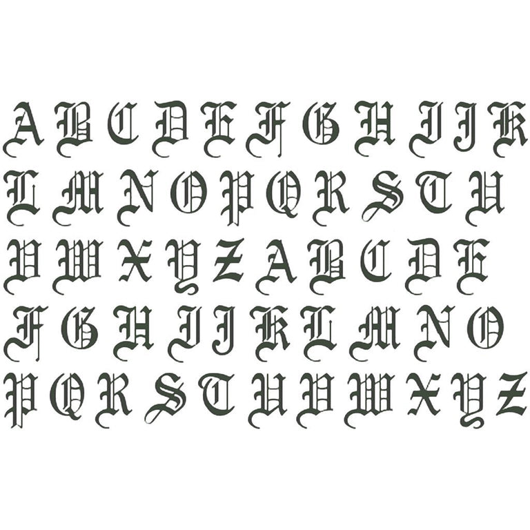 Tatouage éphémère : Large Gothic Alphabet - ArtWear Tattoo - Tatouage temporaire