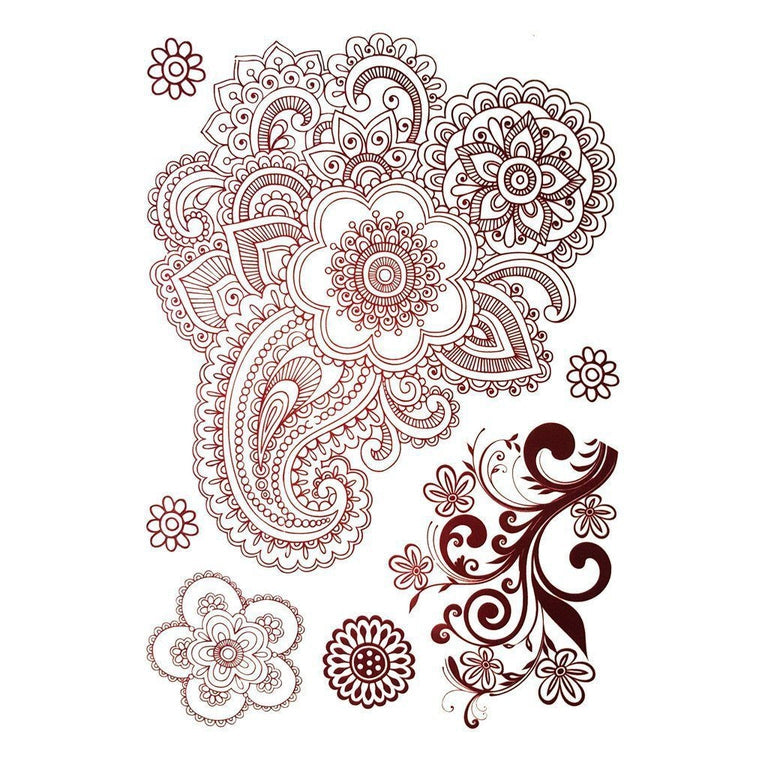 Tatouage éphémère : Brown Henna Style 2 - Pack - ArtWear Tattoo - Tatouage temporaire