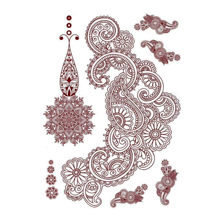 Tatouage éphémère : Brown Henna Style 4 - Pack - ArtWear Tattoo - Tatouage temporaire