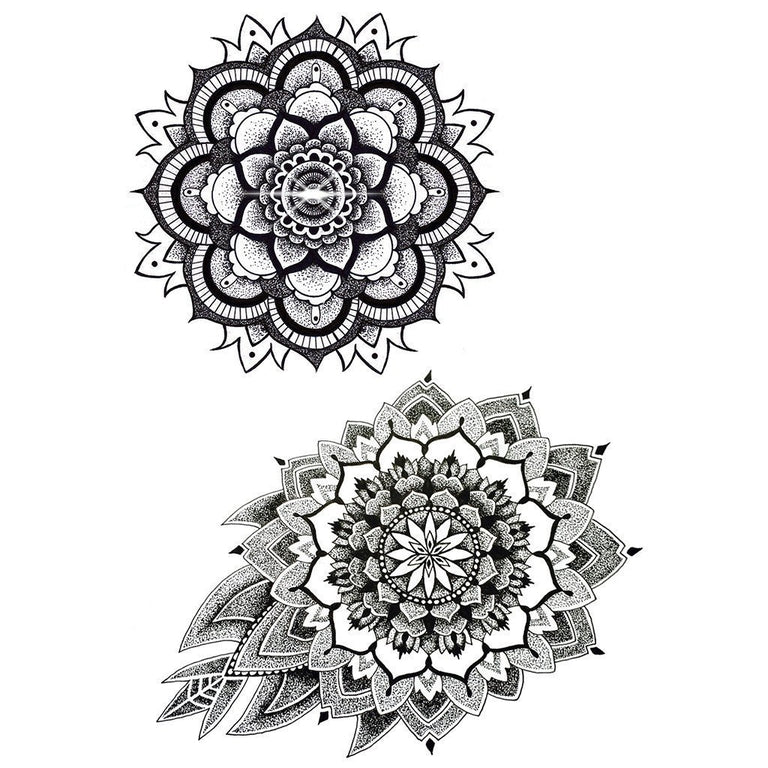 Tatouage Temporaire Dotwork Mandala Flower & Butterfly ArtWear Tattoo