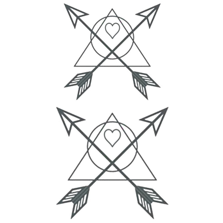 Tatouage éphémère : Minimalist Heart & Arrows  - Pack - ArtWear Tattoo - Tatouage temporaire