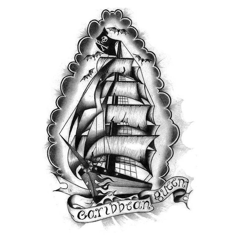 Pirates Elements Tattoo Collection Ship Storm Stock Vector (Royalty Free)  1784155280 | Shutterstock