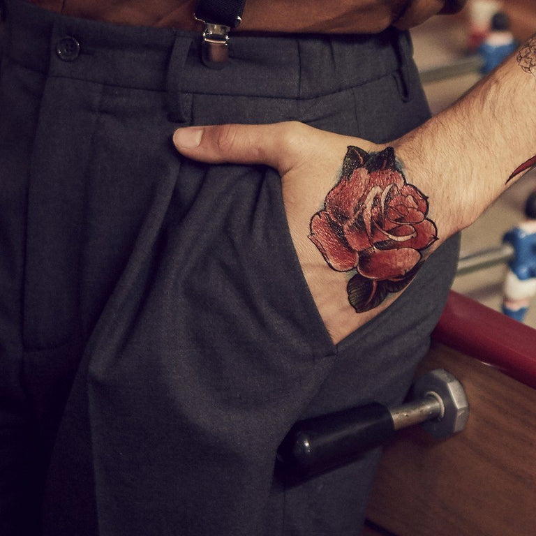 Tatouage éphémère : Red Old School Rose - Pack - ArtWear Tattoo - Tatouage temporaire