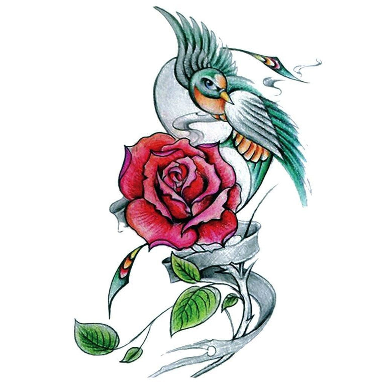 Tatouage éphémère : Swallow & Rose - ArtWear Tattoo - Tatouage temporaire