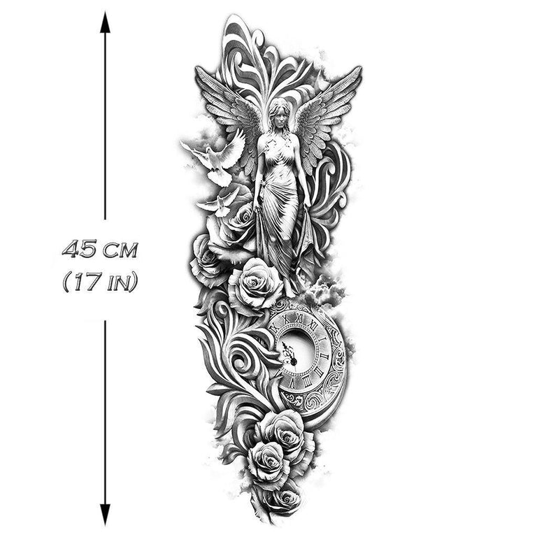 Temporary tattoo "Angel & Roses Sleeve"