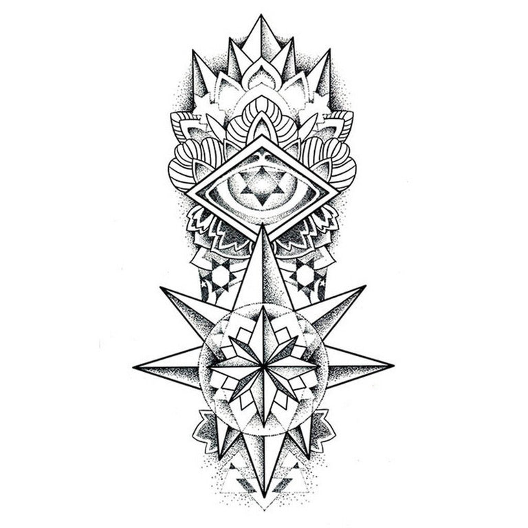 Tatouage éphémère : Sanskrit Star Origami - ArtWear Tattoo - Tatouage temporaire