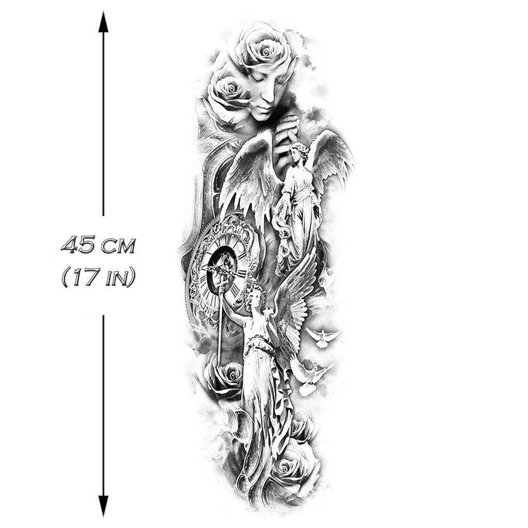 Tatouage éphémère : Angels & Doves Sleeve - ArtWear Tattoo - Tatouage temporaire