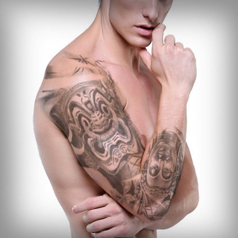 Tatouage éphémère : Asian Story Sleeve B&W - ArtWear Tattoo - Tatouage temporaire