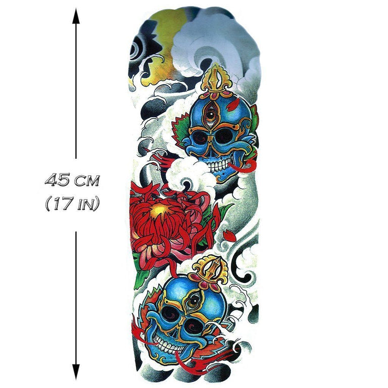 Tatouage éphémère : Colorful Skull Sleeve - ArtWear Tattoo - Tatouage temporaire
