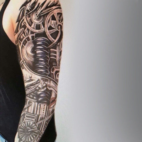 mechanical tattoos on ribs