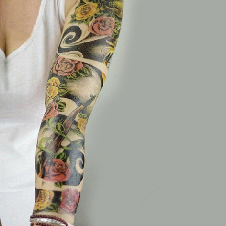 Tatouage éphémère : Skull & Roses Sleeve 3 - ArtWear Tattoo - Tatouage temporaire