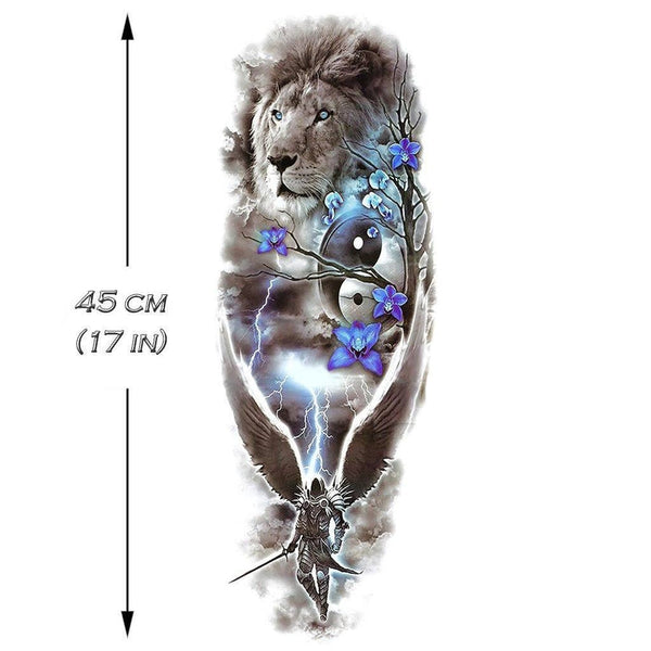 Yin Yang Lion Sleeve temporary Tattoo - Sleeve fake tattoos