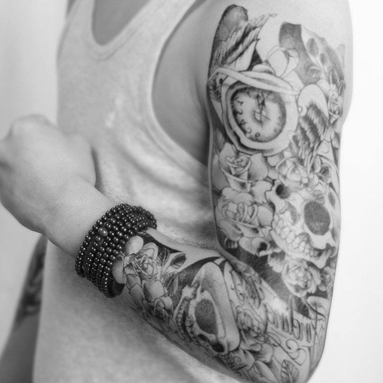 B&W Skulls Sleeve 2.