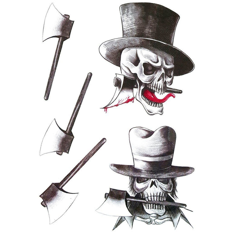 Tatouage éphémère : Gentleman Skull & Axe - Pack - ArtWear Tattoo - Tatouage temporaire