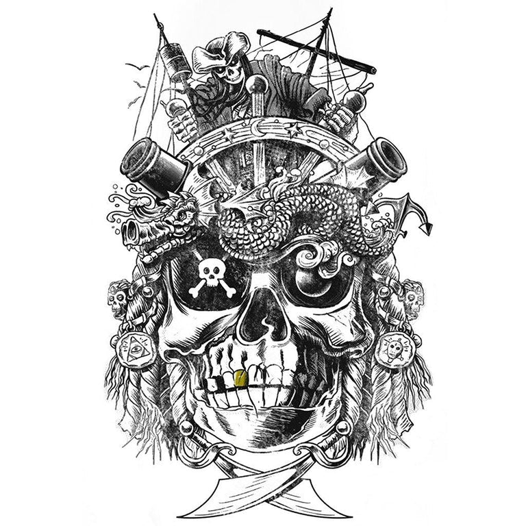 Tatouage éphémère : Golden Teeth Pirate - ArtWear Tattoo - Tatouage temporaire