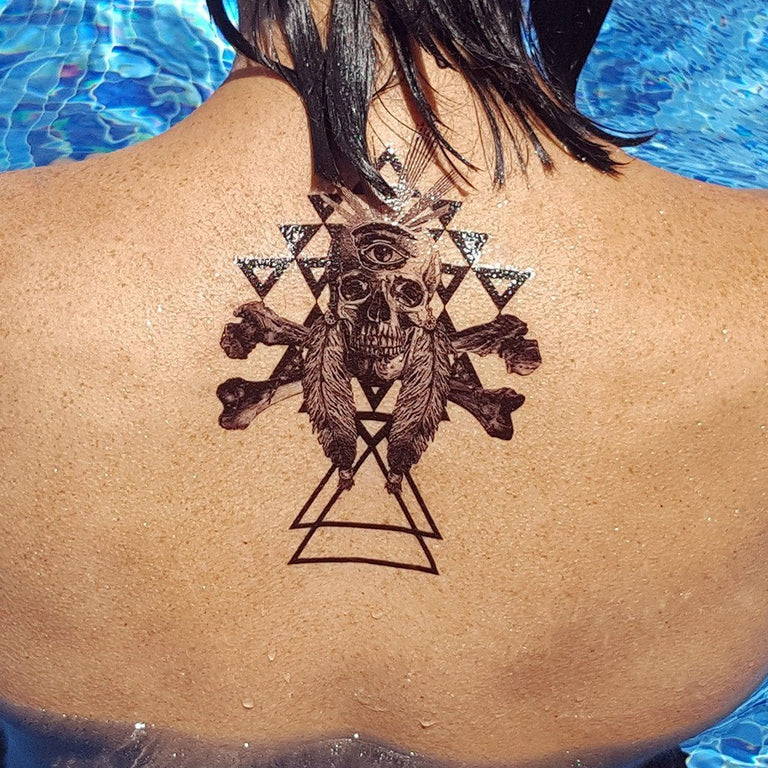 Tatouage éphémère : Indian Spirit Skull - ArtWear Tattoo - Tatouage temporaire