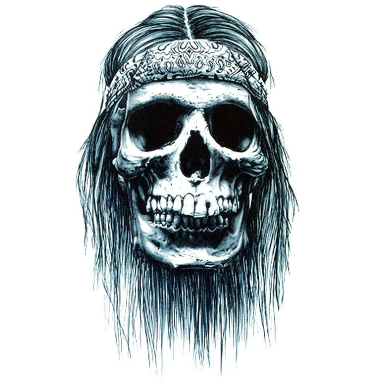 Tatouage éphémère : Long Hair Skull - ArtWear Tattoo - Tatouage temporaire
