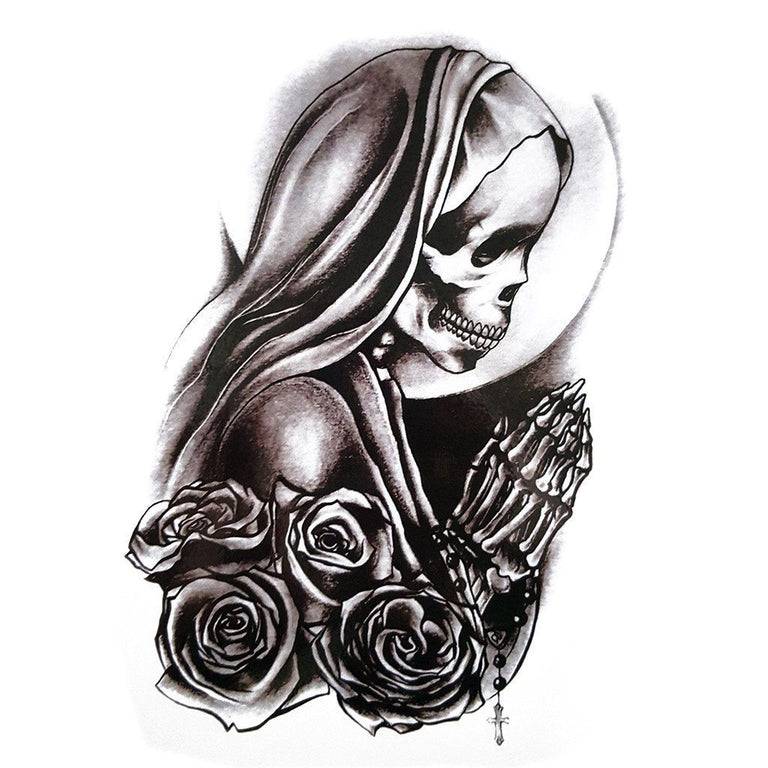 Tagesdecke Wandbehang Totenkopf Deko Tuch Sugar Skull Rose Tattoo  Multicolour XL ca. 200 x 230cm | Kunst und Magie