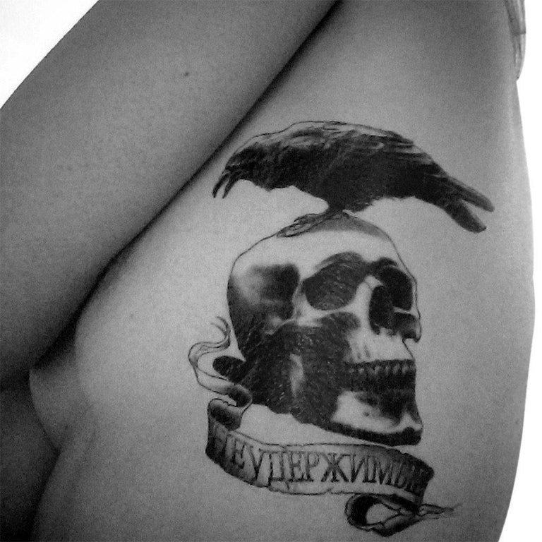 Tatouage éphémère : Skull & Raven - ArtWear Tattoo - Tatouage temporaire