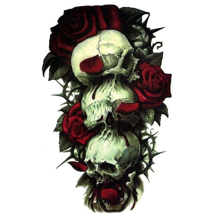 Tatouage éphémère : Skull & Roses 4 - ArtWear Tattoo - Tatouage temporaire