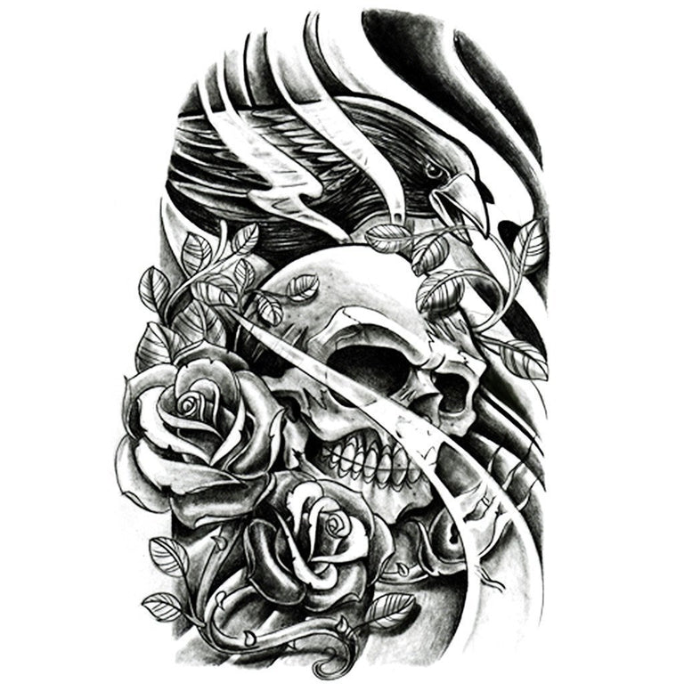 cool drawings of skulls and roses