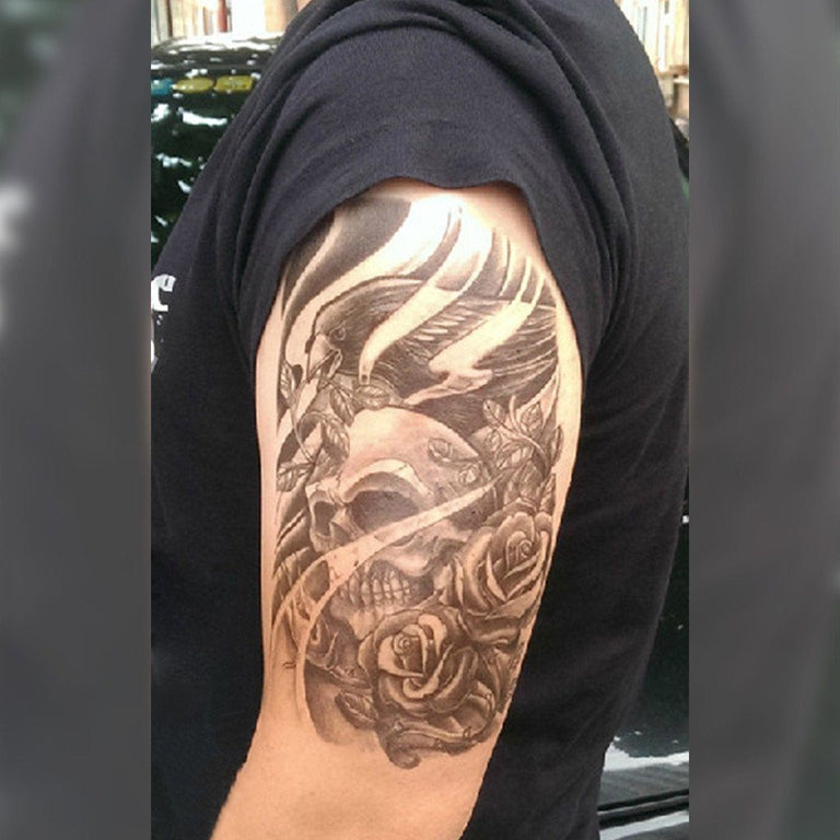 Tatouage éphémère : Skull Roses & Bird - ArtWear Tattoo - Tatouage temporaire