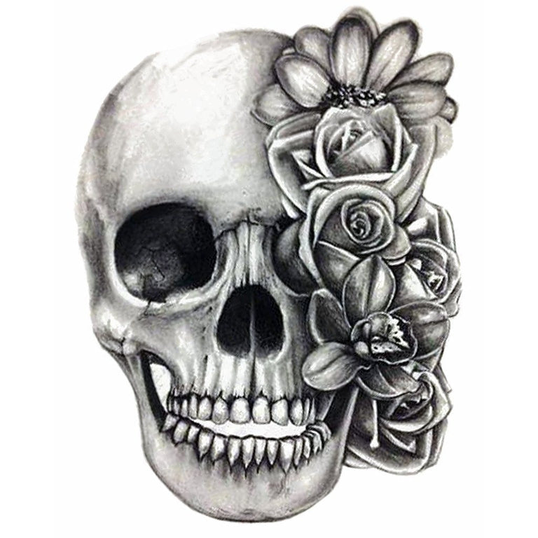 black and grey skull tattoo drawings