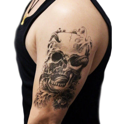 Black Geometric Skull Thorns Temporary Tattoos For Men Adult Lion Atom Bomb  India Warrior Fake Tattoo Body Art Half Sleeve Tatoo - Temporary Tattoos -  AliExpress