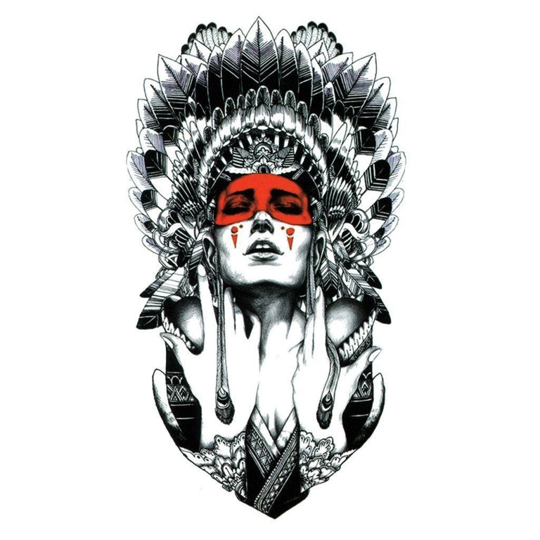 Native American Girl and Wolf Tattoo Design White Background PNG File  Download High Resolution - Etsy