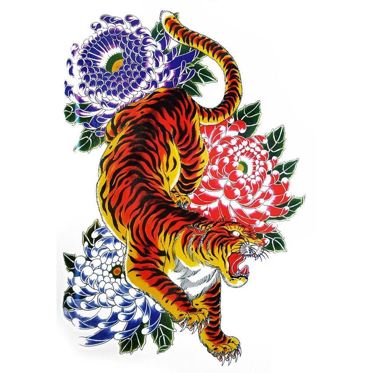 Tatouage éphémère : Tigers & Peonies - ArtWear Tattoo - Tatouage temporaire