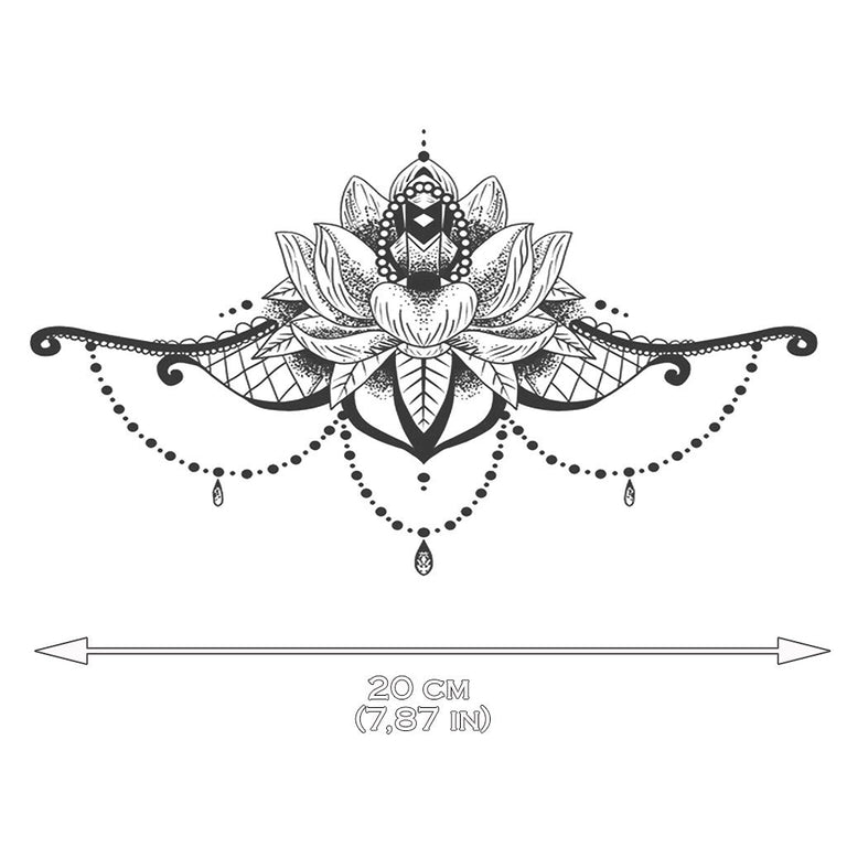 Tatouage éphémère : Spread Lotus Flower Underboob - ArtWear Tattoo - Tatouage temporaire